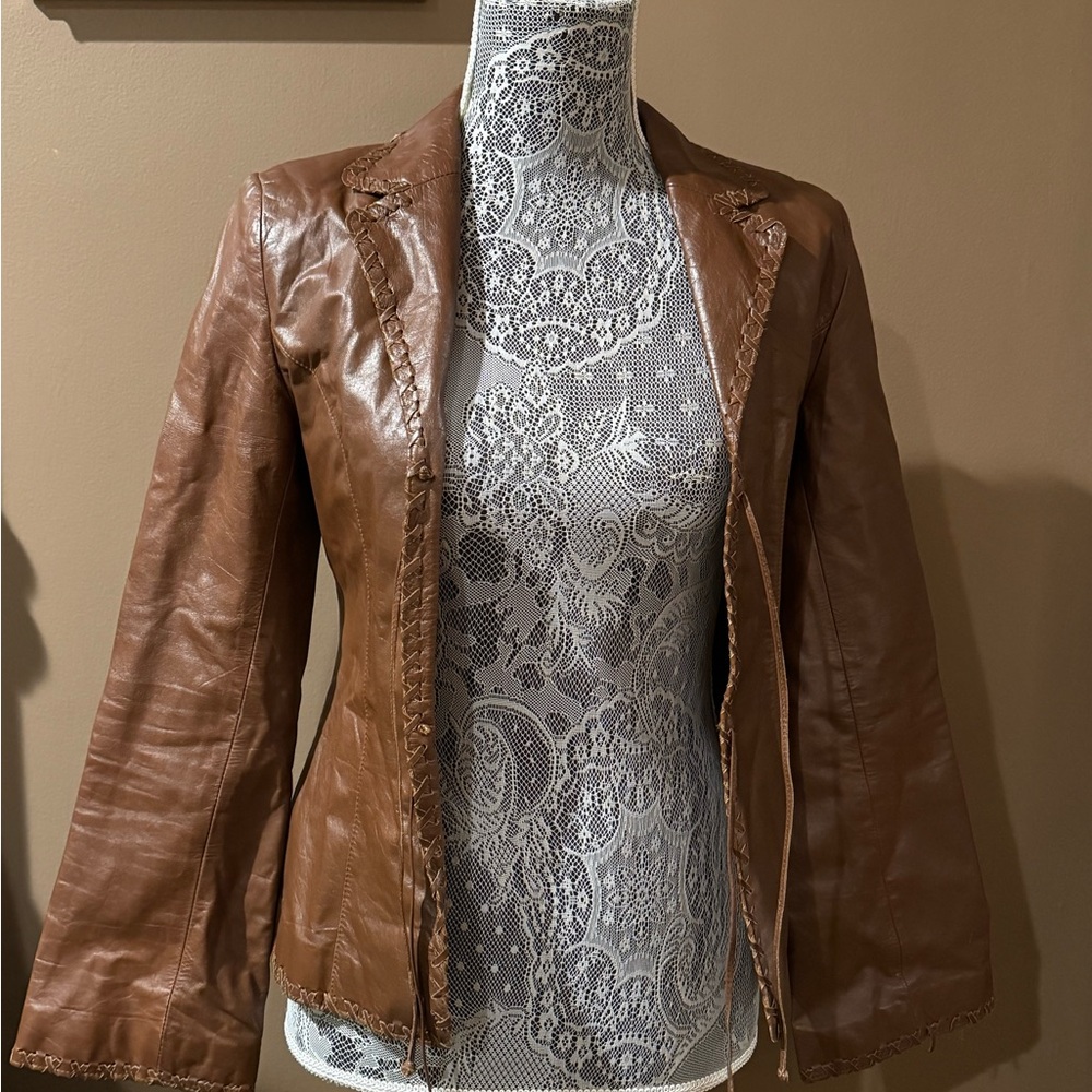 H&M Vintage Y2K Brown Leather Women's Jacket
